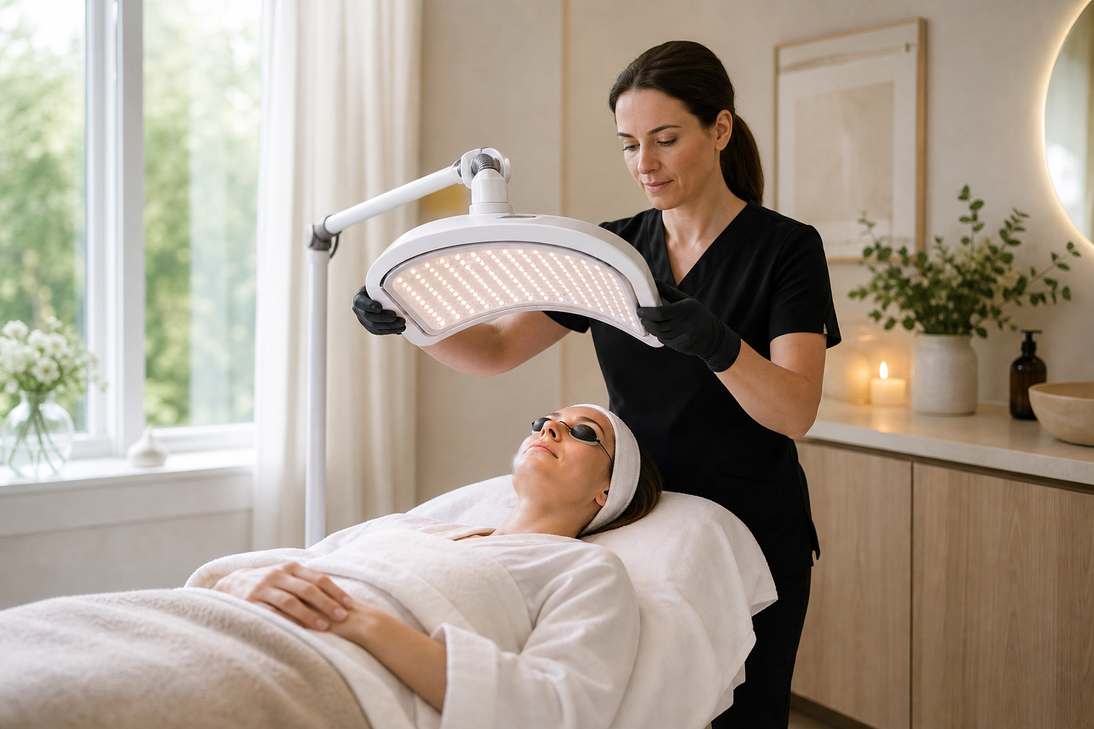 LED light therapy facial add-on safety evidence — 2026