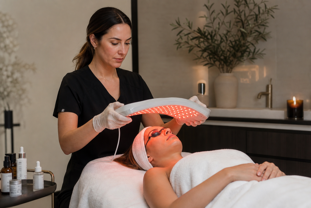 LED light therapy facial add-on evidence editorial overview